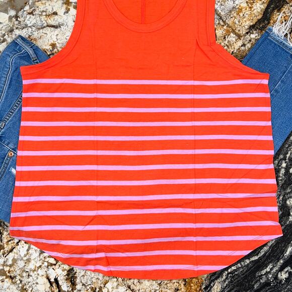 NWT J. Crew Orange & Pink Stripe Tank - SIZE MEDIUM - Picture 4 of 7